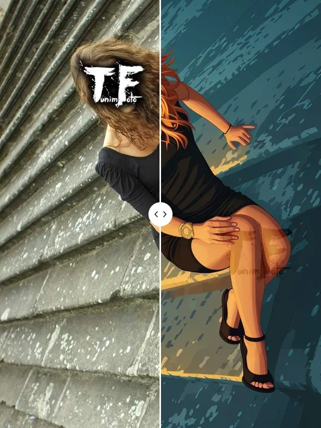 GIL on stairs; before&after