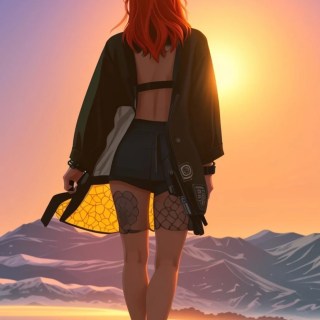 NEA – Woman in Black Jacket: Sunset Illustration;&nbsp;wallpaper