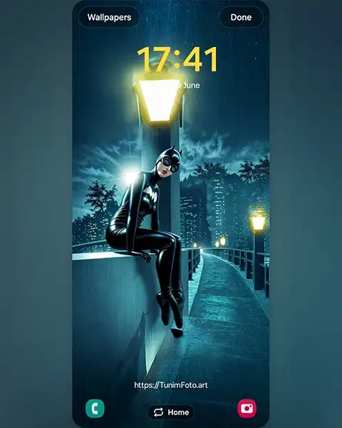MAE as Catwoman ballerina; phone wallpaper