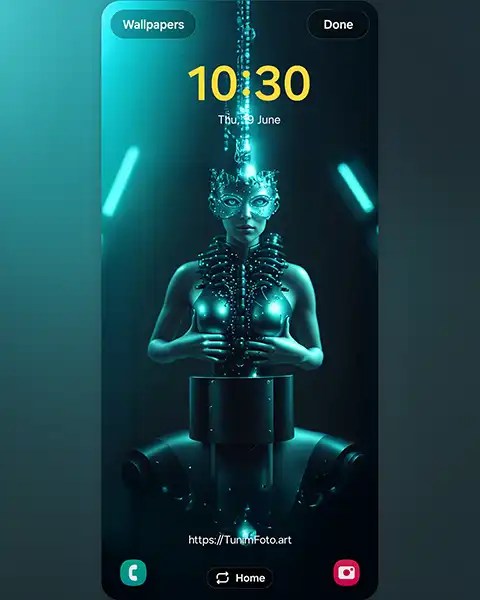 RUT – Futuristic Humanoid Design: Merging Art and Robotics; phone wallpaper