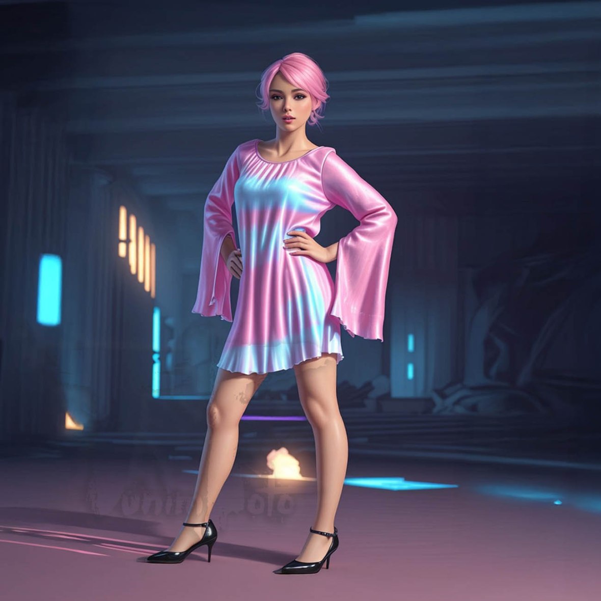 Bea as Barbie at an urbex location