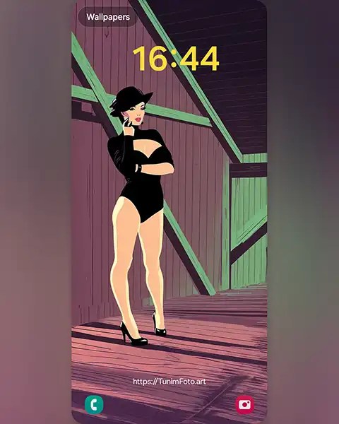 EVA - Stylish Digital Illustration of Woman in Rustic Setting; wallpaper