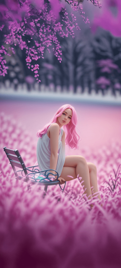 MAE as Barbie sitting at the bench,&nbsp;wallpaper