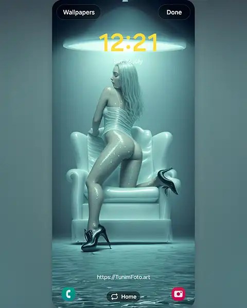 MAE: Reflected Elegance-A Stylish Figure on a Modern Chair; Download free phone wallpaper&nbsp;9:21