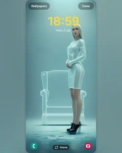 MAE – Elegant White Dress Model by Transparent Chair, Download free phone wallpaper&nbsp;9:21