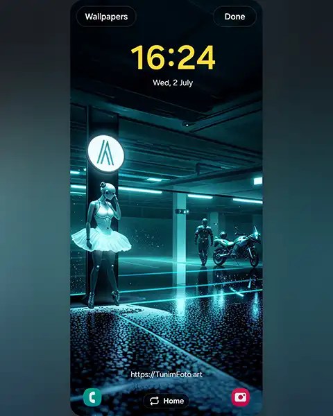 MAE the ballerina in the garage with a biker, Download free phone wallpaper&nbsp;9:21