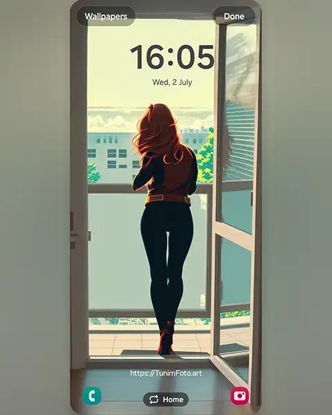 MAE – Silhouetted Woman on Balcony: A Cityscape Capture; Download free phone wallpaper&nbsp;9:21