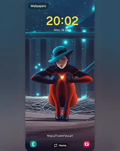 EVA – The Allure of a Female Superhero: A Visual Journey; phone wallpaper