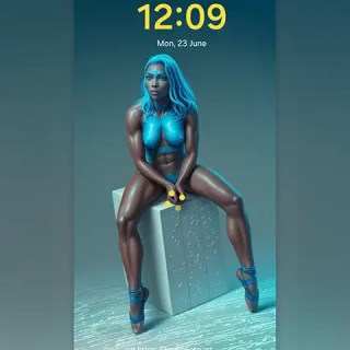 MAE  – Blue-Haired Avatar-like Figure Shows Power and Grace; phone wallpaper&nbsp;9:21