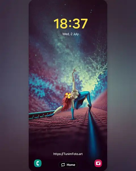 MAE as Stylized Ballerina Figure in Cosmic Art; Download free phone wallpaper&nbsp;9:21