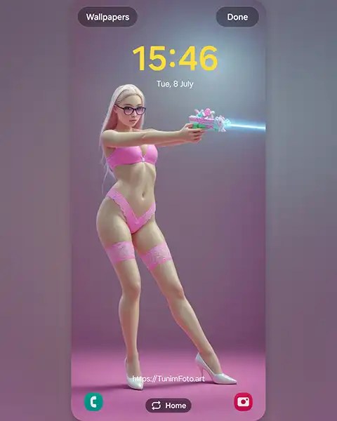 MAE as Barbie: Futuristic Female Character in Pink Lingerie Artwork; Download free phone wallpaper&nbsp;9:21
