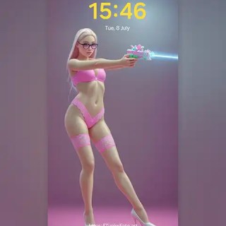 MAE as Barbie: Futuristic Female Character in Pink Lingerie Artwork; Download free phone wallpaper&nbsp;9:21