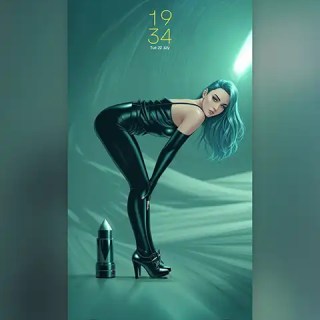MAE – A striking illustration featuring a figure in a sleek black outfit; Download free phone wallpaper&nbsp;9:21