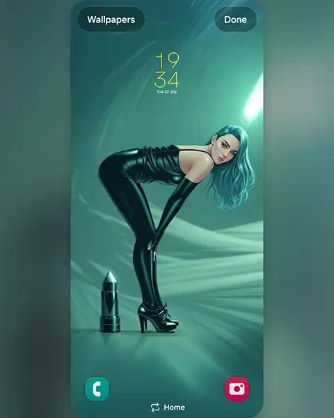 MAE – A striking illustration featuring a figure in a sleek black outfit; Download free phone wallpaper 9:21