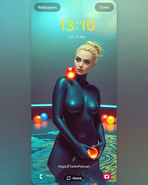MAE – Stunning Digital Illustration of Floating Orbs and Bodysuit Figure; Download free phone wallpaper&nbsp;9:21
