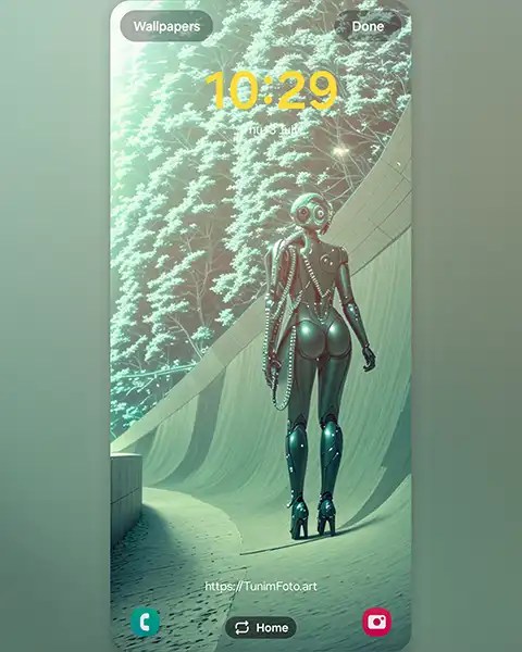 MAE – as A Futuristic Robot Walking Through Luminous Environment; Download free phone wallpaper&nbsp;9:21