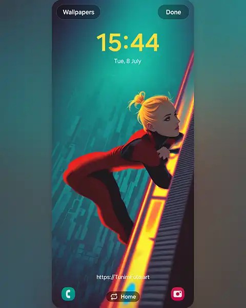 MAE in the Pool – Vibrant Neon Lights: The Art of a Determined Woman; Download free phone wallpaper&nbsp;9:21