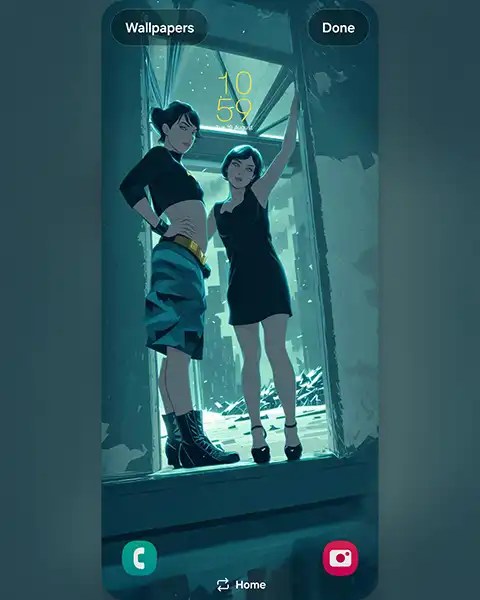 BEA and her girlfriend pose confidently in a dimly lit urban setting; Download free phone wallpaper&nbsp;9:21