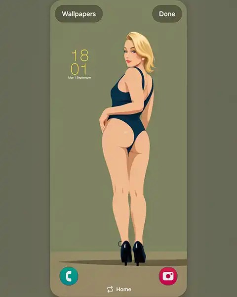 MAE in a one-piece swimsuit, pin-up; Download free phone wallpaper&nbsp;9:21