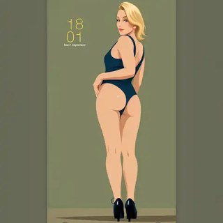 MAE in a one-piece swimsuit, pin-up; Download free phone wallpaper 9:21