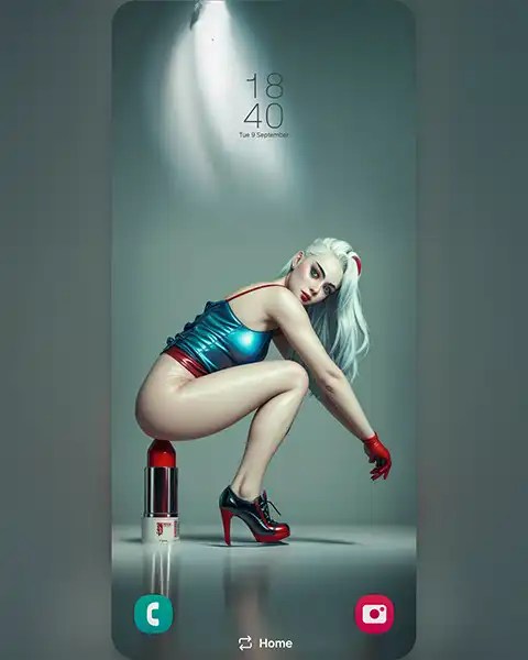 MAE as Harley Quinn with lipstick; Download free phone wallpaper&nbsp;9:21