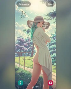 MAE as a manga character in sunhat amidst vibrant natural scenery: Download free phone wallpaper&nbsp;9:21