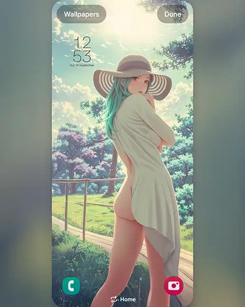 MAE as a manga character in sunhat amidst vibrant natural scenery: Download free phone wallpaper&nbsp;9:21