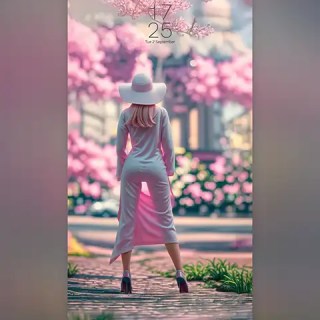 Mae as Barbie in front of the ruins of the Church of St. John the Baptist; Download free phone wallpaper 9:21