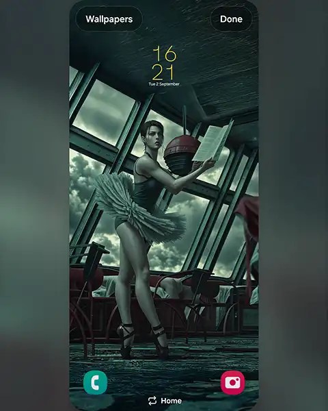 MAE the ballerina at Hotel Ještěd, Resident Evil postrproduction; Download free mobil wallpaper 9:21